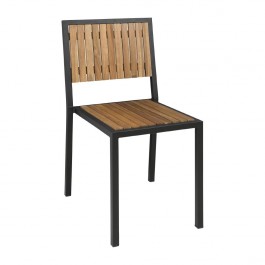 Bolero DS150 Acacia Wood Seat & Steel Frame Stackable Side Chairs - Pack of 4