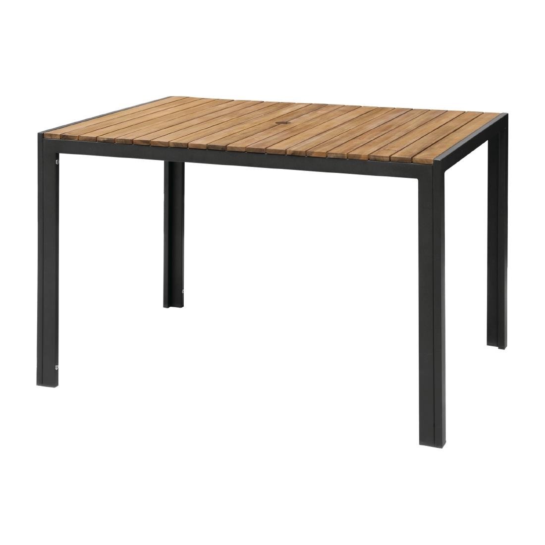 Bolero DS153 Acacia Wood Top and Steel Base Rectangular Table - 1200mm