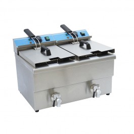 Chefsrange DF-8T/-2/3 Twin Electric Counter Top Fryers - 16 Litres