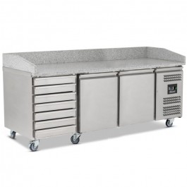 Blizzard BPB2000-7N Triple Refrigerated Prep Counter with Granite Work Top
