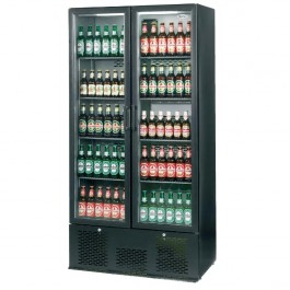 --- INFRICO ZX20 --- Upright Charcoal Bottle Cooler with Double Black Hinged Door