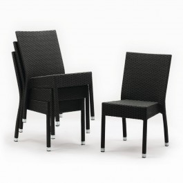 Bolero CF159 Charcoal PE Wicker Stackable Side Chairs - Pack of 4