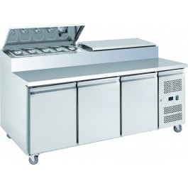 Chefsrange SP370 Three Door Prep Counter with 10 x 1/3 GN Topping Well