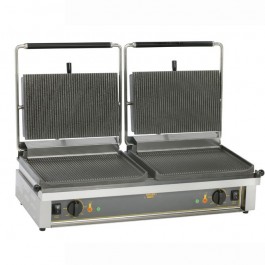 Roller Grill DOUBLE PANINI R Cast Iron Ribbed Top & Bottom Contact Grill