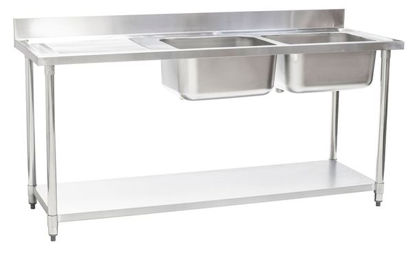 Connecta HEF659 Stainless Steel Double Sink Unit - Left Hand Drain -1500mm