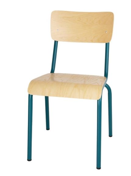 Bolero FB944 Cantina Side Chairs with Wood Seat and Teal Backrest