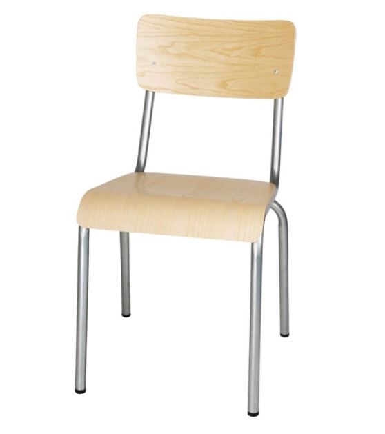 Bolero FB946 Cantina Side Chairs with Wood Seat and Galvanised Backrest