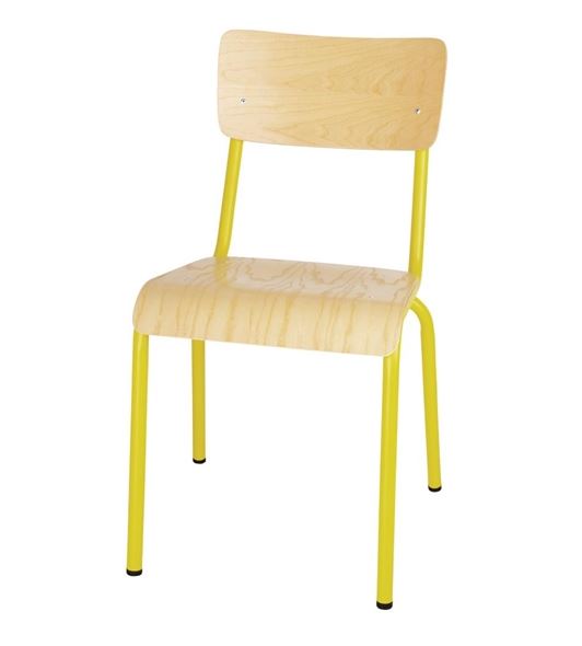 Bolero FB948 Cantina Side Chairs with Wood Seat and Yellow Backrest