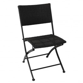 Bolero GL303 Black Steel & PE Wicker Folding Chairs - Pack of 2 