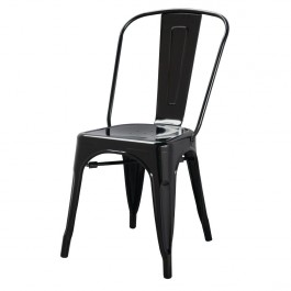 Bolero GL331 Black Bistro Steel Side Stackable Chairs - Pack of 4