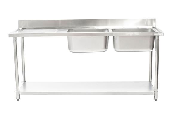 	 Connecta HEF661 Stainless Steel Double Sink Unit - Left Hand Drain -1800mm