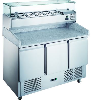 Artikcold S903PZ Gastronorm Stainless Steel Three Door Pizza Prep Counter - 1400W