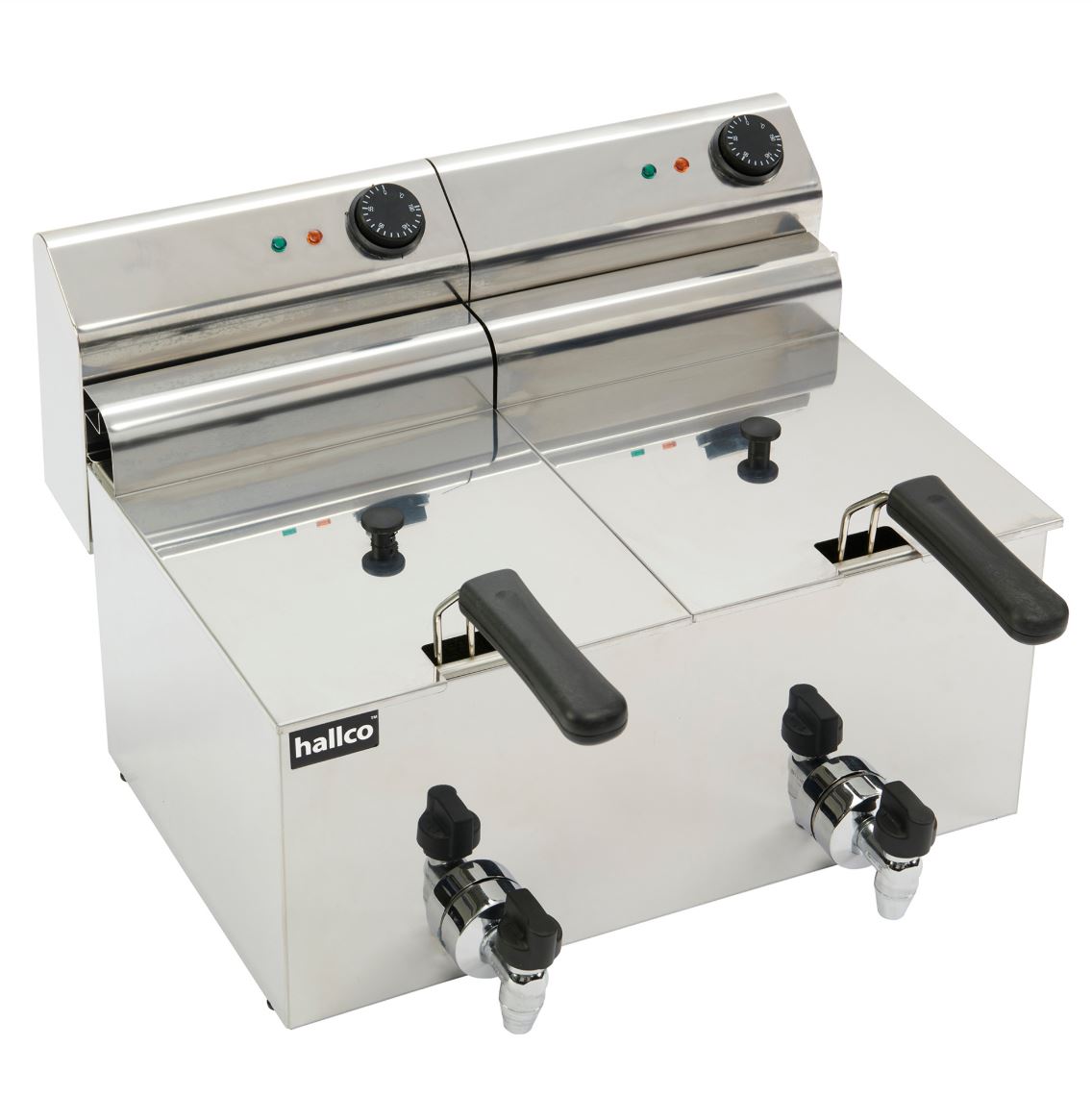Hallco MDF88T Double Tank Fryer with Drain 