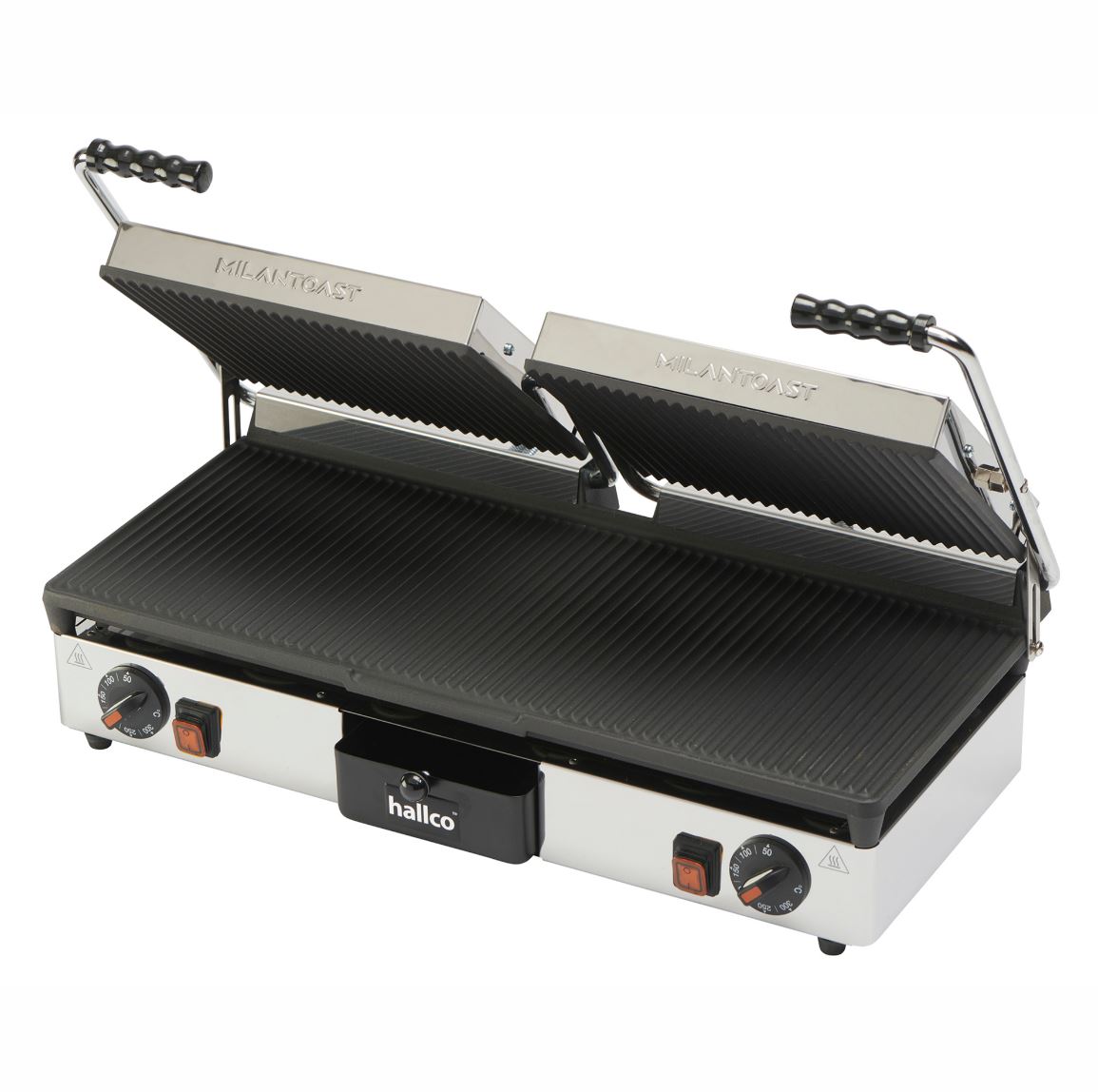 Hallco MEMT16050XNS Non Stick Ribbed Double Contact Grill 