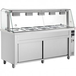 Inomak MIV718 Heated Cupboard with 5 x GN1/1 Bain Marie & Glass Structure