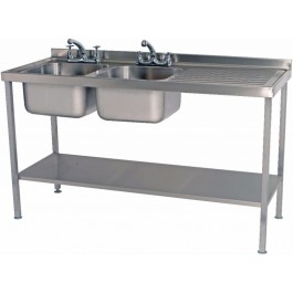 Parry SINK1560DBRFP Double Bowl Sink with Right Hand Drainer 600mm Wide