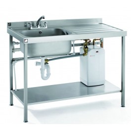 Parry QFSINK1260R10L Mobile Heated Sink with Right Hand Drainer  - D600mm 