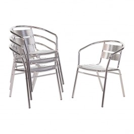 Bolero U419 Lightweight Aluminium Stacking Chairs Pack of 4 