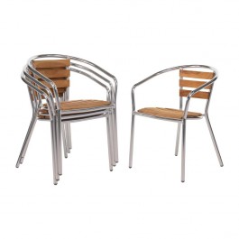 Bolero U421 Stackable Aluminium and Ash Chairs Pack of 4