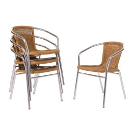 Bolero U422 Aluminium and PE Wicker Stackable Chairs - Pack of 4