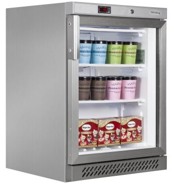 Tefcold UF200SG Glass Door Stainless Steel Display Freezer with LED Light