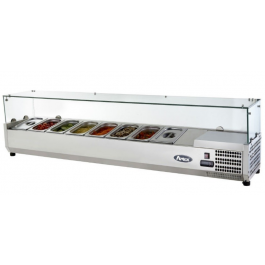 --- ATOSA VRX1200/330 --- Refrigerated Glass Lid Topping Unit with 5 GN 1/4 Pans