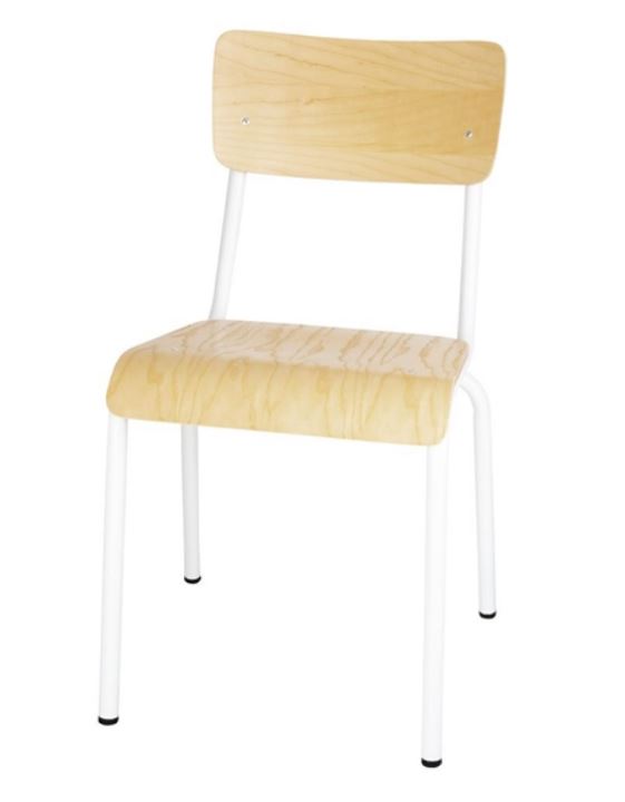 Bolero FB945 Cantina Side Chairs with Wood Seat and White Backrest