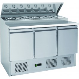 Chefsrange SP313 Compact Three Door Prep Counter with 7 x 1/3 GN Topping Well