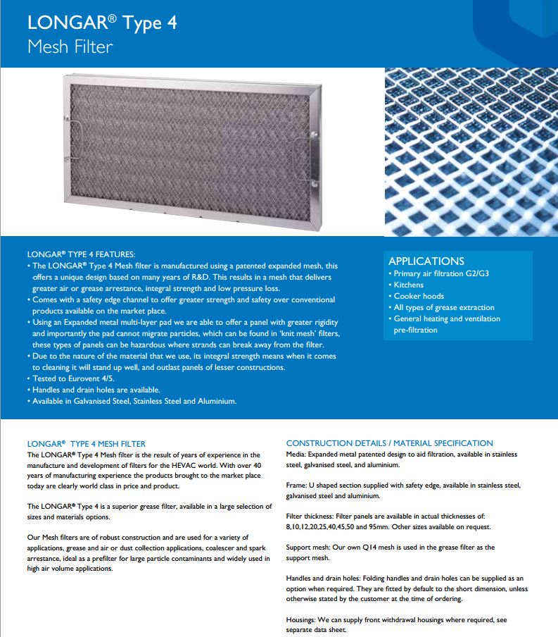Mesh Filter Specifications